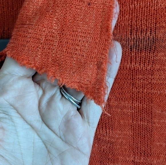 free People Orange Long Knit Button Down L tangerine - Picture 10 of 15